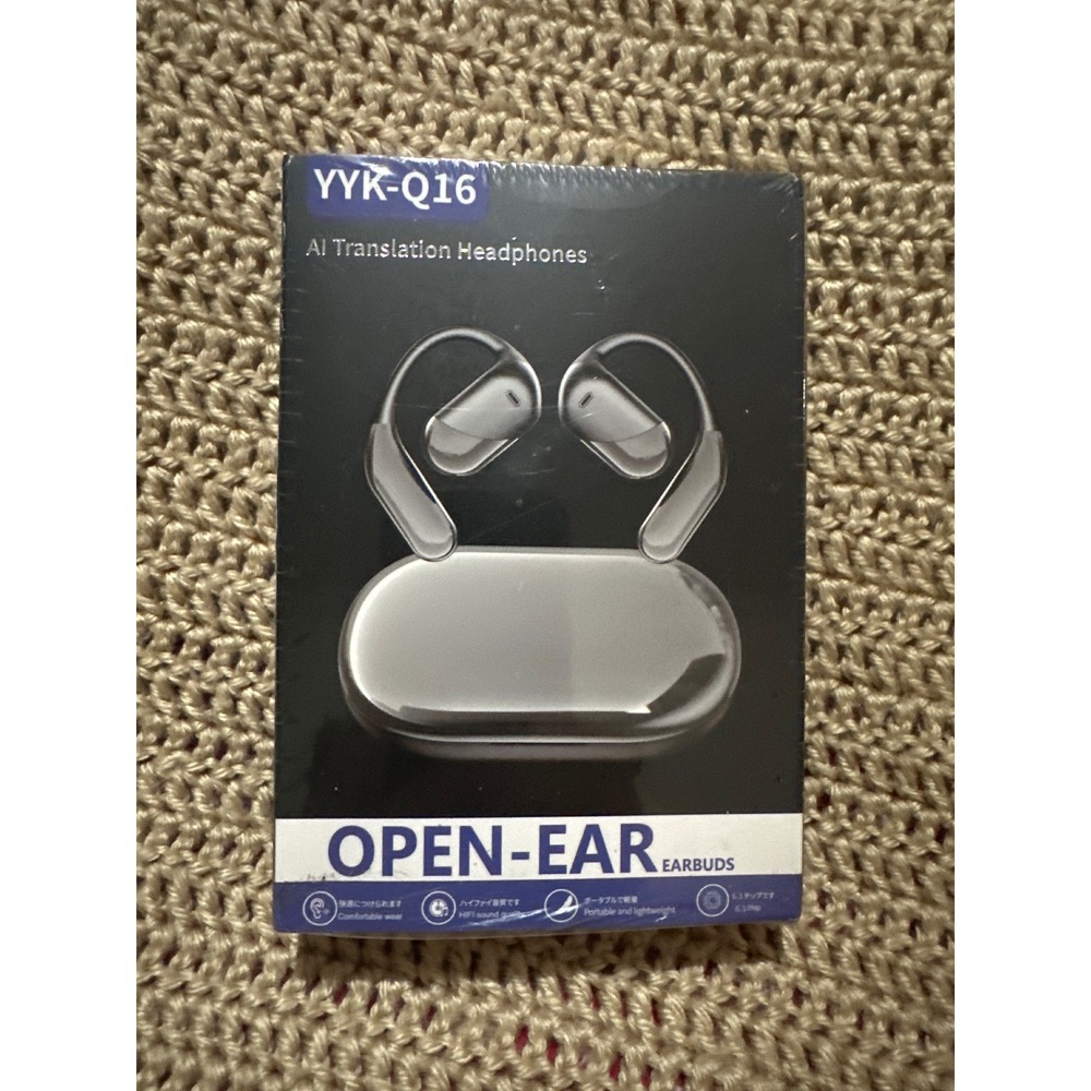 YYK-Q16 AI Translation Headphones Open-Ear Wireless Bluetooth V6.1 Earbuds Black
